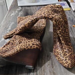 Impo Leopard Print Heeled Boots Comforable